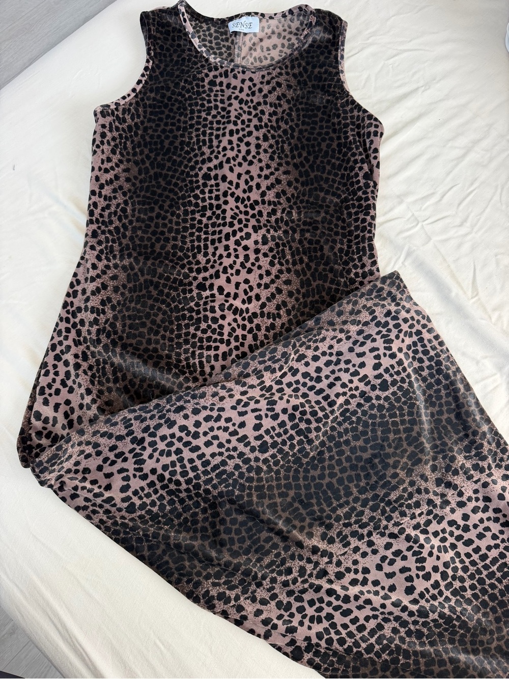 VTG SENSE velvet  Cheetah Animal Print Sleeveless Dress
